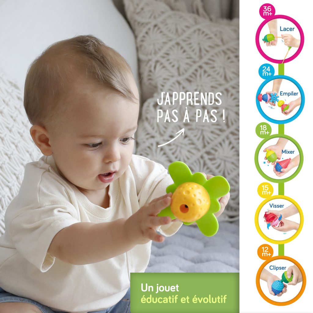 Plateau D’activités Lalaboom – Perles De Motricité, Jeu éducatif Formes Et Couleurs, évolutif De 10 Mois à 4 Ans, 26 Pièces