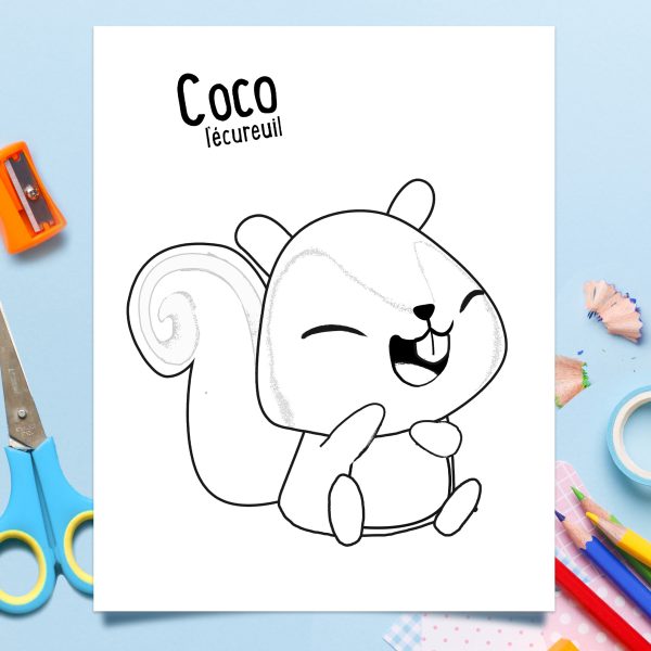 COLORIAGE - COCO L'ÉCUREUIL